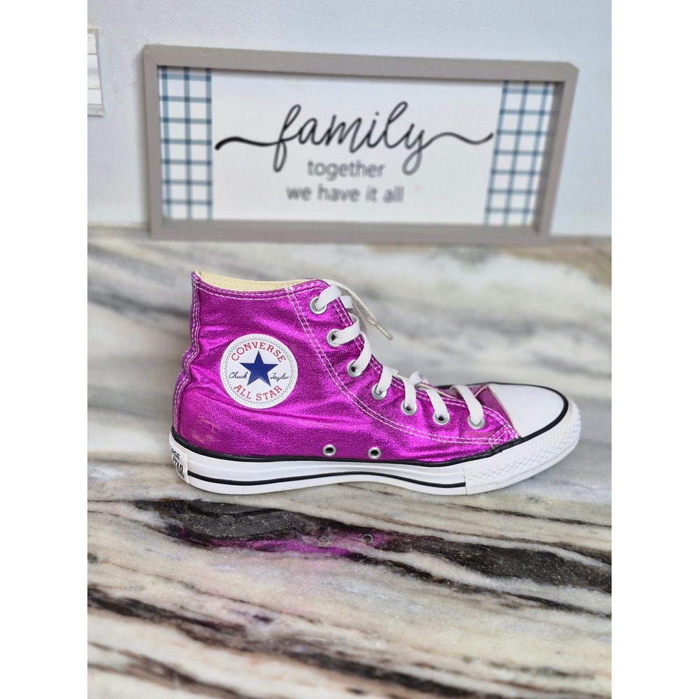 Converse Chuck Taylor All Star High Top Metallic Fuchsia Pink W 8 Barbiecore - Picture 5 of 12